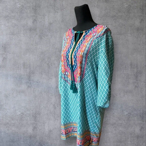 Colorful Geometric Pattern Tunic Dress - Picture 3 of 5